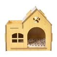 thumbnail image 1 of Casa de Madera Refugio para Gatos para Conejos Y Perros Pequeños Decoración Exterior E Interior Resistente Al Desgaste Protector de Muebles Resistente Sin Puerta, 1 of 9