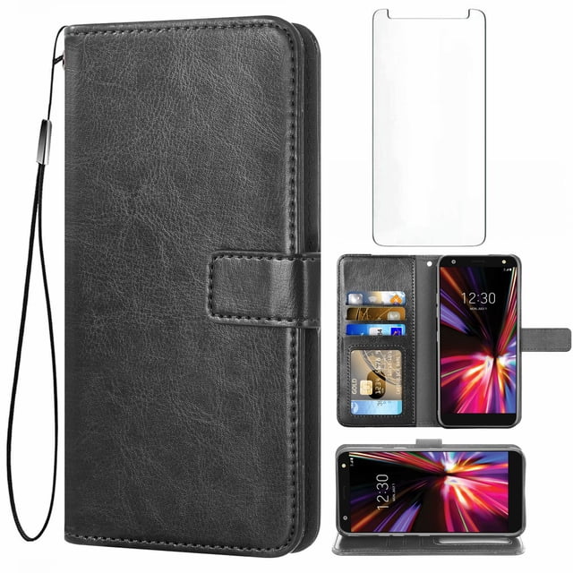 Mobile Phone Cover for Lg K40, Cover Premium Pu Leather Tpu Flip Cover Magnetic Closure Card Compartment Stand Function Wallet with Lanyard Protective Cover