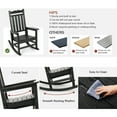 thumbnail image 4 of Stoog Outdoor Rocking Chair & Table set of 2, Porch Rocker with Table, 400Lbs Support HIPS Garden Rocker with High Back, Black, 4 of 9