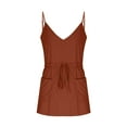 thumbnail image 4 of Wedding Guest Dress Plus Size, Women's Summer Sexy Fashion Solid Color Sleeveless V-Neck Bandage Pocket Dress(Brown,L), 4 of 5