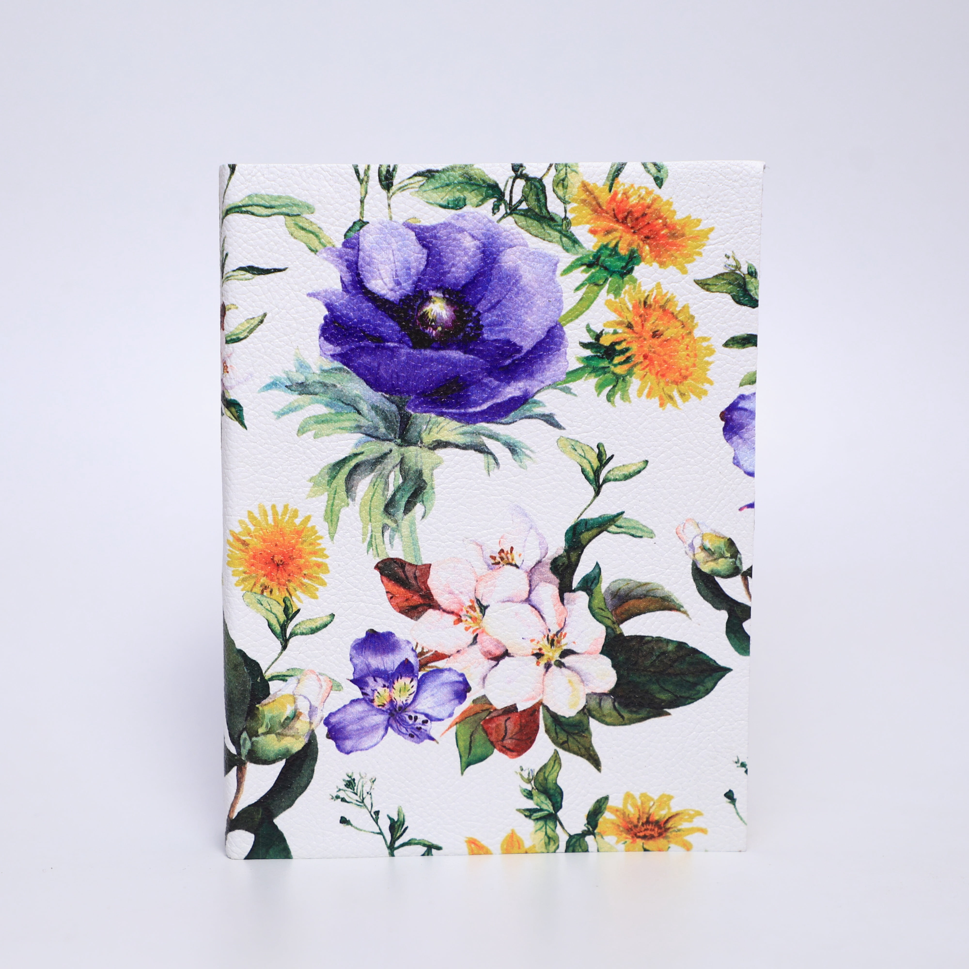 Leather Journal Notebook Blue Floral (Fiore Blu) Handmade Diary Travel Journal - Unique Gift for Her, Artists, Students, Birthday