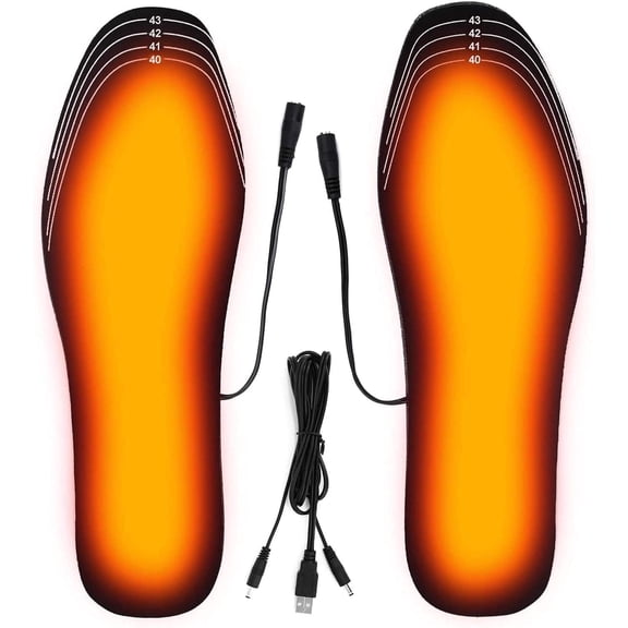 Heated Insoles USB Rechargeable Heated Shoes Heating Cuttable Insole Multiple Sizes for Men and Women Winter Camping（Black）
