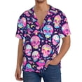 thumbnail image 3 of Fotbe Skull mushroom colorful cute print Short Sleeve Button Down Shirts for Men Casual Summer Beach Wrinkle Free Shirt-Large, 3 of 7
