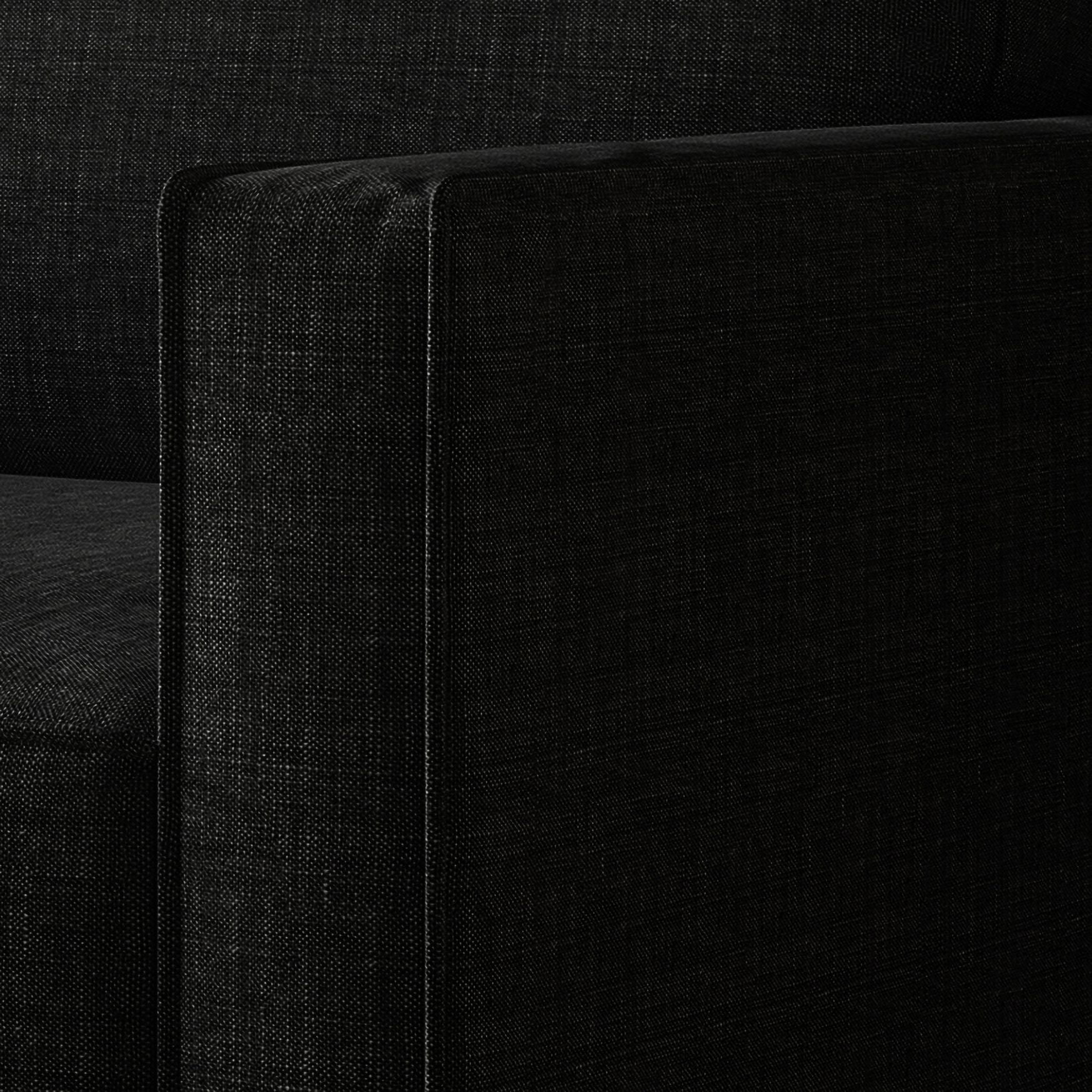 Home Design Marcia Square Arm Chair with Padded Back and Seat, Modern Upholstery, Black Legs, Comfortable Living Room Seating, Black