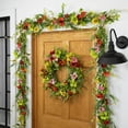 thumbnail image 2 of Northlight Poppy and Eucalyptus Spring Artificial Garland, Red and Yellow, 5 ft, 2 of 6