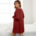 thumbnail image 2 of Conjunto de pijama de 3 piezas para mujer, camiseta de punto acanalado, pantalones cortos, ropa de dormir suave con bata y cárdigan, 2 of 5