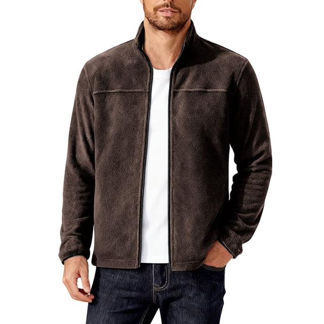 Kalauyu Men's Fleece Jackets Full Zip Lightweight Outdoor Hiking Jackets Winter Coats