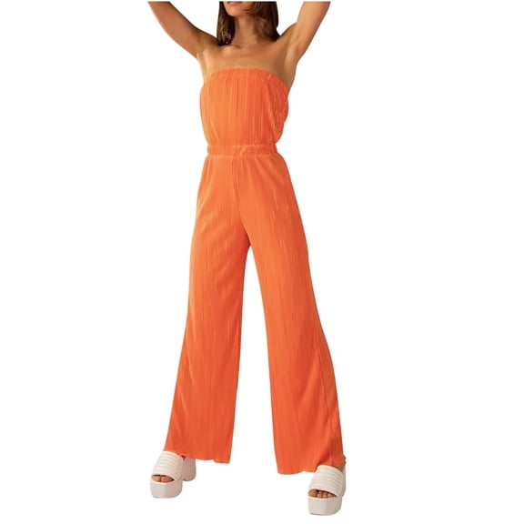 Fengqque Jumpers for Women with Overalls Casual Jumpsuits Plus Size Summer Solid Sleeveless Loose Long Playsuits Rompers Jumpsuit