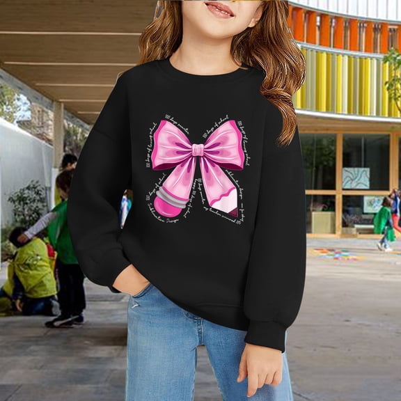 GiLiling Girls Boys 100th Day Of School Graphic Sweatshirts, Back to School Long Sleeve Pullover, Loose Casual Tops for Kids Campus Wear (Pink, 9-10 Years)