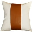 thumbnail image 2 of Bohemian Handmade Decorative Single Throw Pillow Vegan Faux Leather Solid 17" x 17" Brown & Ivory Square for Couch, Bedding, 2 of 6