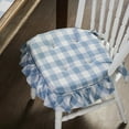 VHC Brands Farmhouse Country Annie Buffalo Check Blue Ruffled Chair Pad