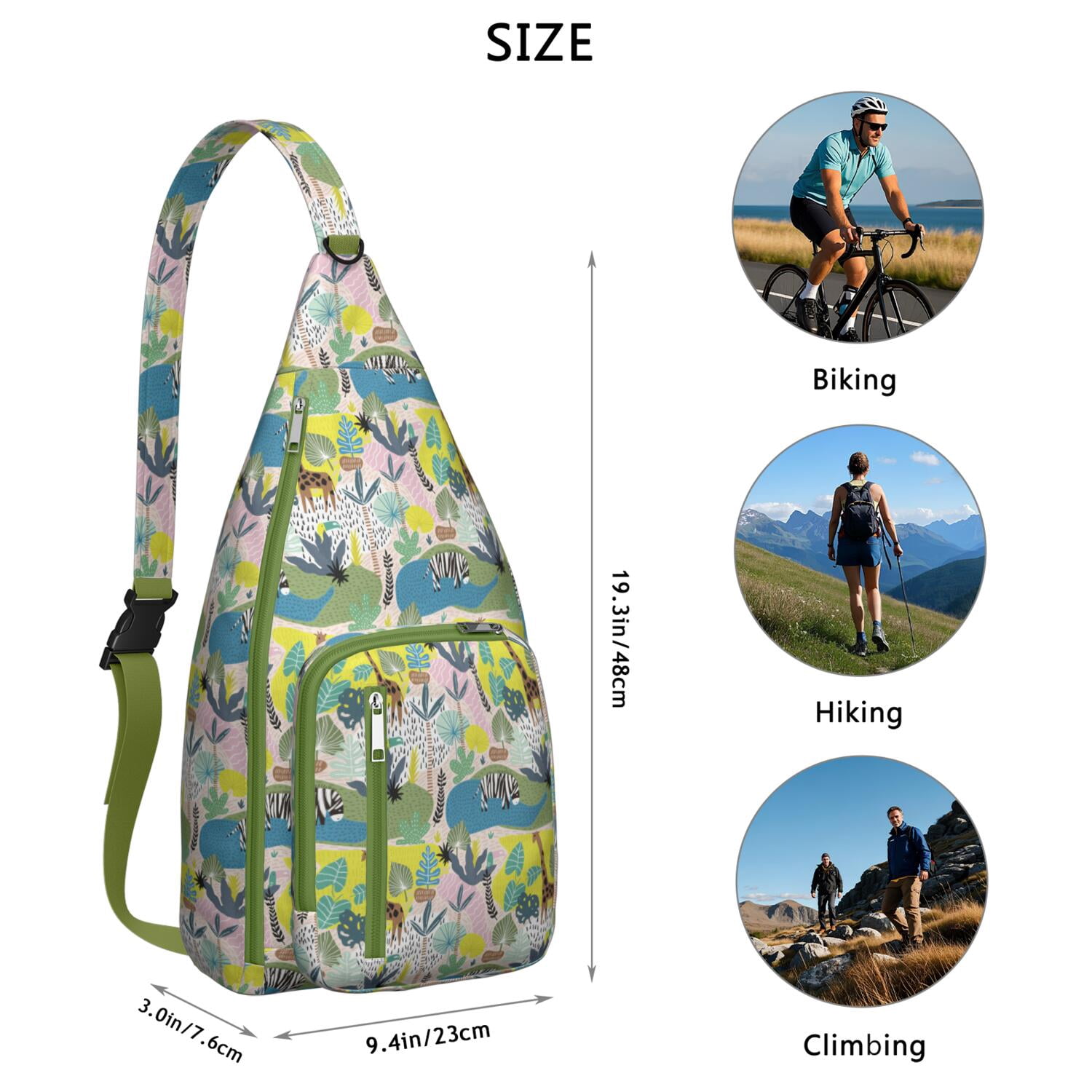 Giraffe Lover's Sling Bag - African Grassland Animal Print Crossbody Backpack, Water-Resistant Shoulder Chest Bag (Wild Animal Skin Texture Design, Rustic Brown & Woodland Theme)