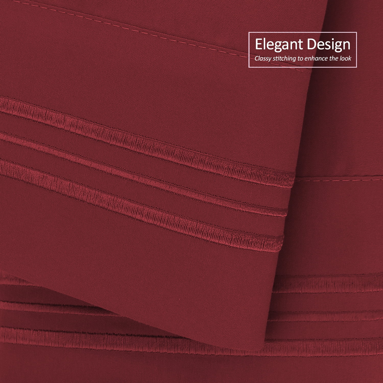 Clara Clark Pillow Cases Premier 1800 Microfiber Collection Pillow Case Set Of 2 Pieces, King Size, Burgundy Red