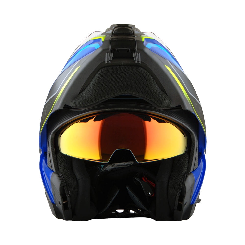 Martian Motorcycle Modular Full Face Helmet Flip up Dual Visor Sun Shield: HG362 Blue Yellow