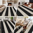 thumbnail image 5 of Black White Striped Area Rugs 5'x8', Washable Small Throw Rugs for Classroom Bedroom, Farmhouse Vintage Shabby Chic Wood Grain Indoor Outdoor Rug Non-Slip Low Pile Carpet Runner Reversible Floor Mats, 5 of 8