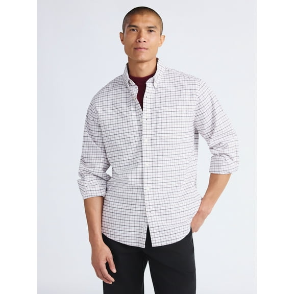 Free Assembly Men's Cotton Button Down Oxford Shirt with Long Sleeves, Sizes XS-3XL