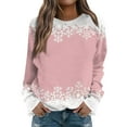 thumbnail image 2 of Women's Christmas Printed Round Neck Sweatshirt, Long Sleeve Casual Pullover Top, Raglan Sleeve Holiday Graphic Fall Winter Clothes,Pink,S, 2 of 7