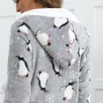 thumbnail image 5 of DHFJKG Womens Flannel Onesies Pajamas Jumpsuit Warm Fuzzy Penguin Printed Sleepwear One Piece Zipper Hooded Drwastring Playsuit Loungewear With Pockets Soft Homewear, 5 of 6