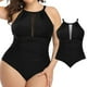 thumbnail image 2 of Gibobby Bañador de una pieza Moda femenina suelta transpirable Sexy siamés conservador encaje plisado de talla grande(Negro,XL), 2 of 5