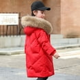 thumbnail image 4 of XXWXYD Girls Thick Winter Coat with Fu𝗋ry Collar Hood Big Kids Solid Color Zipper Button Jacket Windproof Warm, 4 of 8
