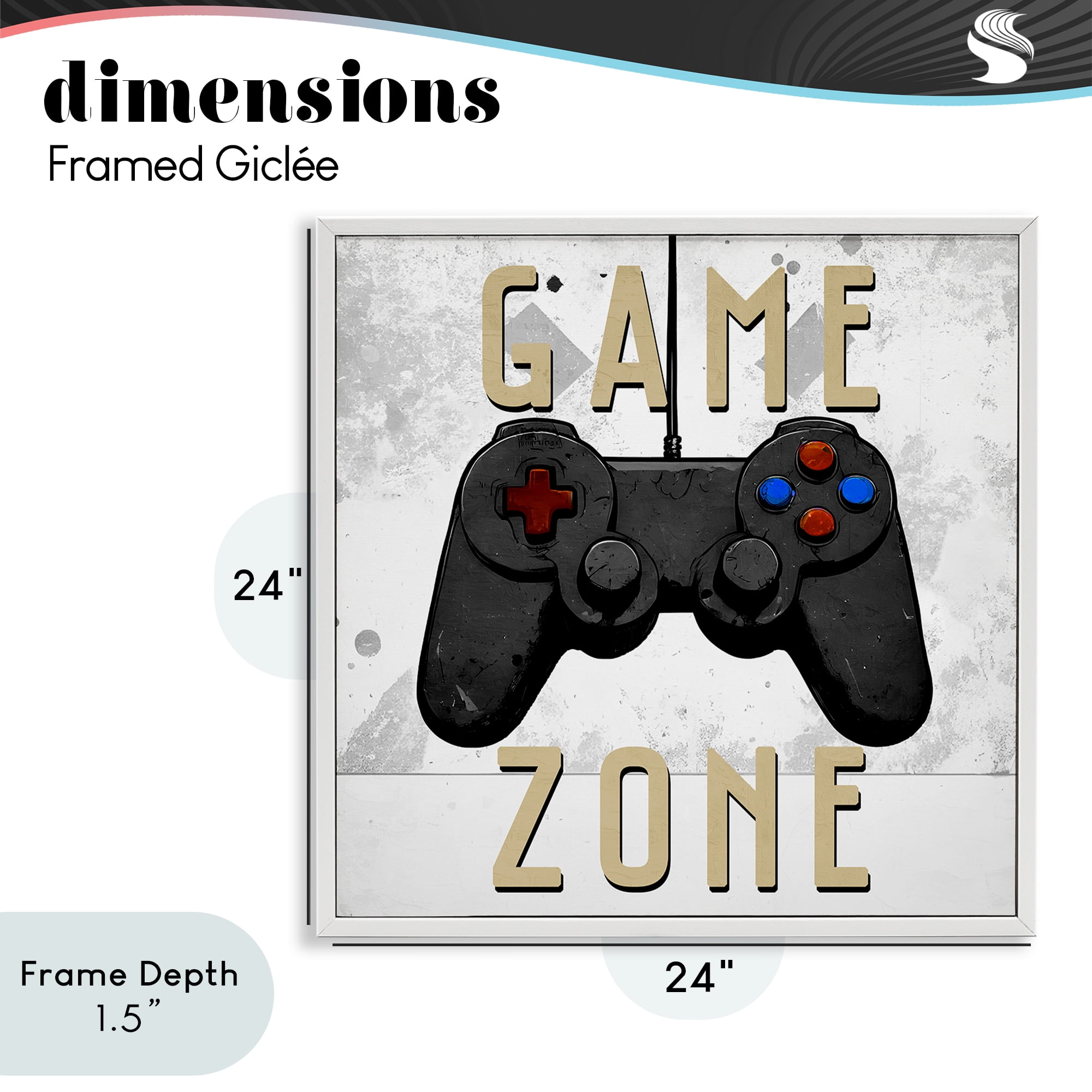 Stupell Industries Game Zone Control White Framed Giclee Art, design by Kim Allen