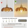 thumbnail image 3 of ZJQYDS Plug in Pendant Light, Hanging Lights with Plug in Cord, Hanging Light Fixture with Amber Color Glass, E26 Pendant Lighting for Kitchen Island, Bedroom, Dining Room-Browm, 3 of 14