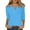 20#Light blue, variant on Harpily Sweatshirts for Women 3/ Sleeve Tops For Women Summer Notched V Neck Plain T Shirts Casual Cute Three Quarter Length Blouses