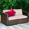 thumbnail image 4 of Costway 4PCS Patio Rattan Corner Sofa Sectional Furniture Set Beige Cushion, 4 of 11