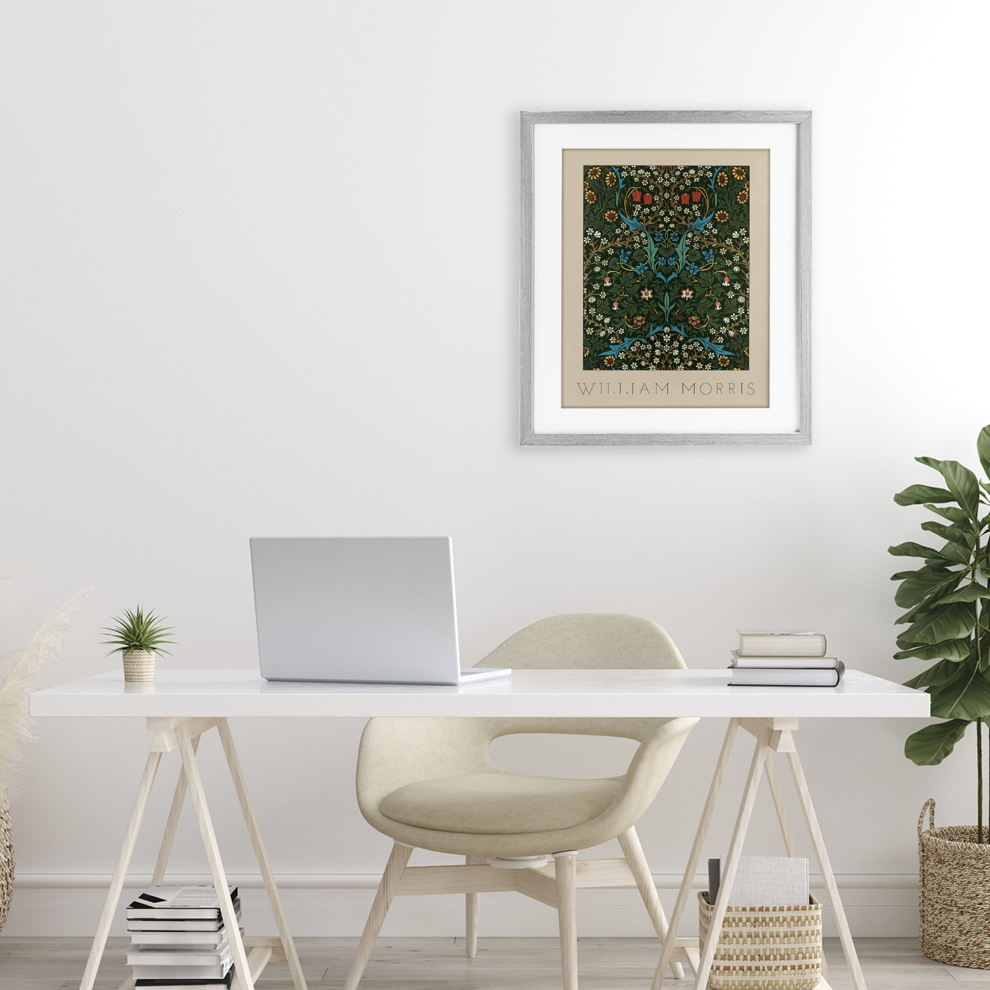 Stupell Industries Ornate Botanicals William Morris Gray Framed Print Under Glass, design by Lil' Rue