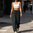 thumbnail image 4 of Oksale Womens Petite Straight Leg Sweatpants with Multi Pockets Soft Cozy Cargo Sweatpants Casual Elastic Waisted Drawstring Jogger Trousers for Daily Wear Dark Gray 2XL, 4 of 9