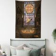 thumbnail image 4 of Gothic Tapestry, Lectern on Pentagram Symbol Medieval Architecture Candlelight in Dark Altar, Wall Hanging for Bedroom Living Room Dorm Decor, 40W X 60L Inches, Olive Green Mustard, by Ambesonne, 4 of 5