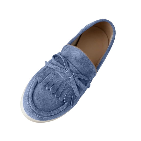 Ahabrexf Women's Loafers Casual Slip-On Round Toe Flat Bottom Moccasins with Bow Detail Solid Color Breathable Soft Comfort for Work Travel
