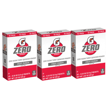 Gatorade Zero Thirst Quencher Fruit Punch Powder, 3 Boxes