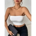 thumbnail image 2 of Womens Tube Tops Strapless Crop Tops Basic Backless Sleeveless Bandeau Going Out Cute 2025 Summer Outfits White M, 2 of 5