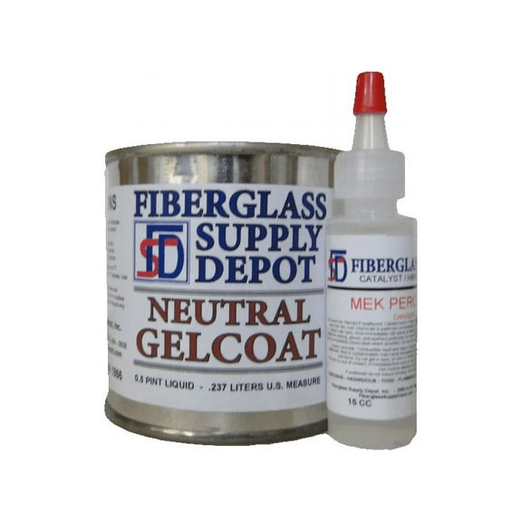 Neutral Gelcoat - No Wax - Half Pint with 15cc Hardener (MEKP)