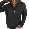 thumbnail image 1 of Minnieouse Sudadera con capucha abotonada para mujer, suéter de invierno de manga larga, sudadera con cordón, gorra con cuello en V, Tops cómodos para Abrigos y chamarras Negro XXL Minnieouse AP009590-10, 1 of 6