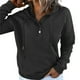 thumbnail image 2 of Qarigey Sudadera con capucha abotonada para mujer, jersey informal de Color sólido, sudadera con cordón, gorra de viaje, Fitness, túnica de otoño, Abrigos y chamarras Negro EU Qarigey AP009590-08, 2 of 6