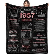 Happy 65th Birthday Gifts for Women Men Blanket 1957 65th Birthday Decorations 65 Years Old Gift for Mom Dad Grandparents Back in 1957 Flannel Fleece Soft Throw Blanket for Bed Sofa 50"x60"