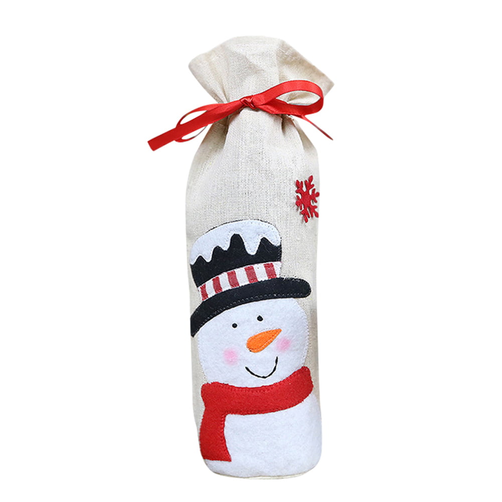 Snowman Elk Wine Bottle Cover Christmas Party Decorations 6A