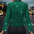 thumbnail image 4 of Rotm Sequin Jackets Women's Lightweight Sequin Cardigan Open Front Blouse Casual Spring Summer Rhinestone Jacket Stylish Shiny Glitter Outerwear Dark Green,L, 4 of 7