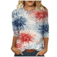 thumbnail image 2 of Cavosen Red White and Blue Shirts for Women Petite 4th of July 3/4 Sleeve Round Neck Tops USA Star Striped Print T Shirts Lady XL Red White and Blue Casual Tops Patriotic Tunic Tees Patriotic Clothes, 2 of 5
