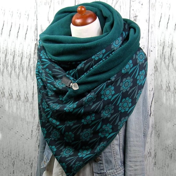 Green Scarfs Scarf Fashion Women Soild Dot Printing Button Soft Wrap Casual Warm Scarves Shawls