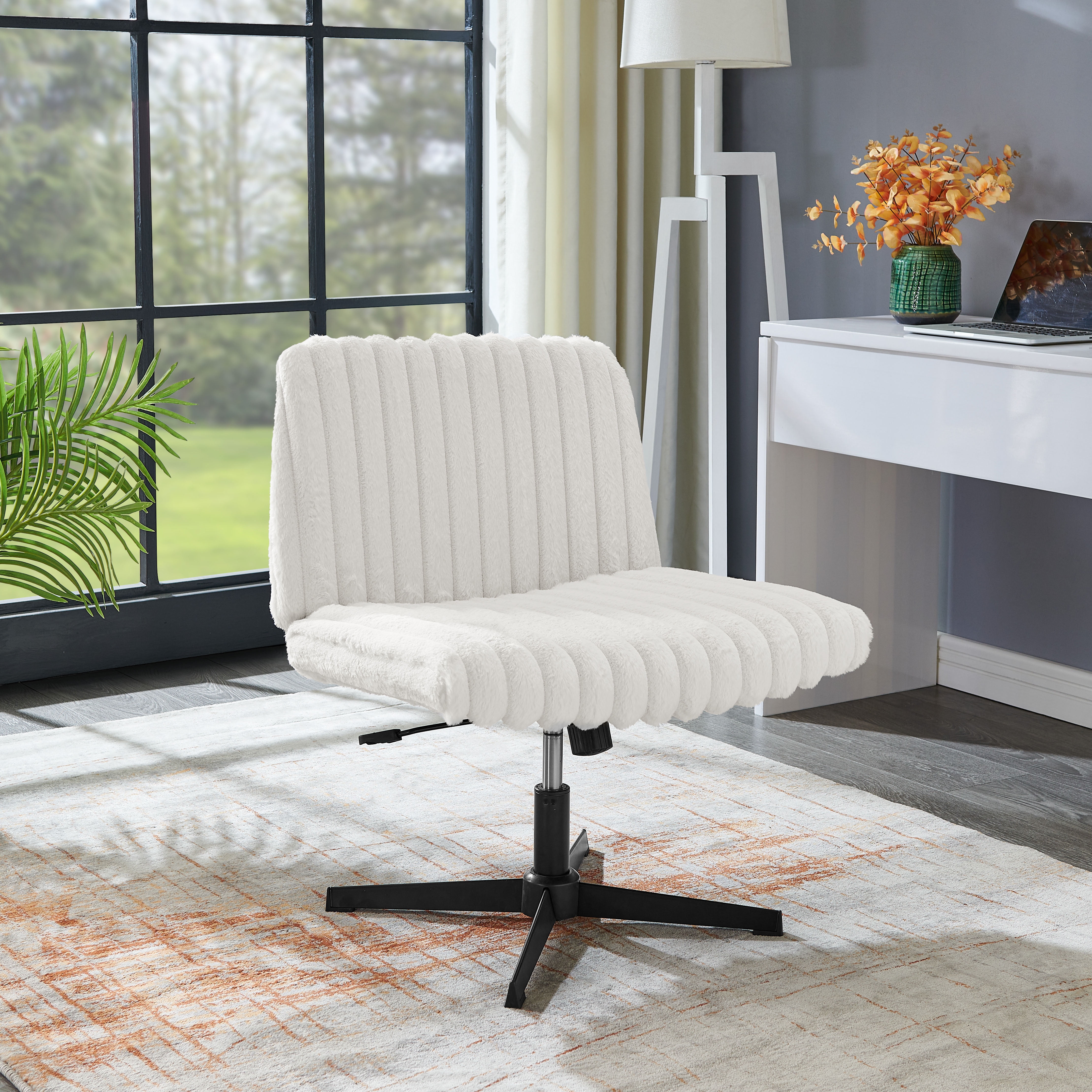 CQSXDA Wide Seat Adjustable Swivel Criss Cross Chair, for Office and Vanity Use, Ergonomic Design