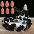 thumbnail image 1 of Black Ceramic Incense Burner Holder Feng Shui Buddhist Censer, 1 of 5