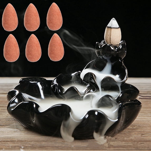 Black Ceramic Incense Burner Holder Feng Shui Buddhist Censer