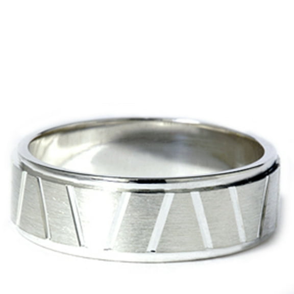 Pompeii Mens 14K White Gold Greek Key Wedding Ring Band New (,)