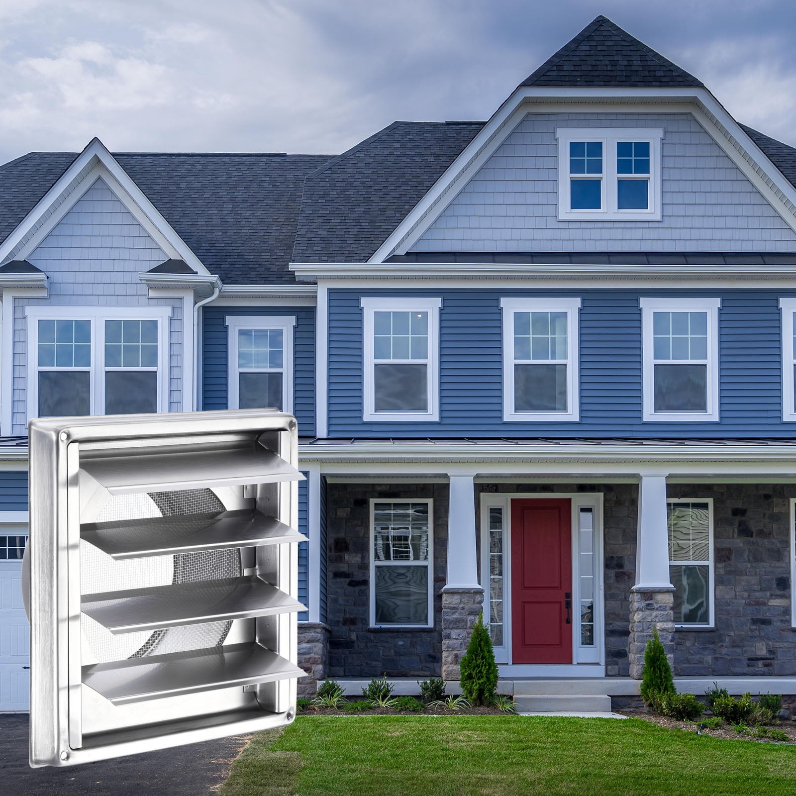 Uxcell 5" Dryer Vent Cover Stainless Steel Exterior Wall Outlet Vent Grille, Louvered with Moving Flap and Screen Mesh