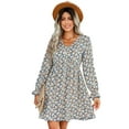 thumbnail image 1 of TRKIYQC Vestido de Mujer, Manga Larga Cuello en V Estampado Floral Casual Fiesta Club Calle Primavera Otoño Vestido TRKIYQC moda, 1 of 9
