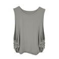 thumbnail image 4 of OIOLOYJM Women's Workout Tank Tops Lightweight Sleeveless Workout Tops Side Ruched Yoga Athletic Running Shirts Elegant Casual Gym Cozy Clothes Gray XL, 4 of 6