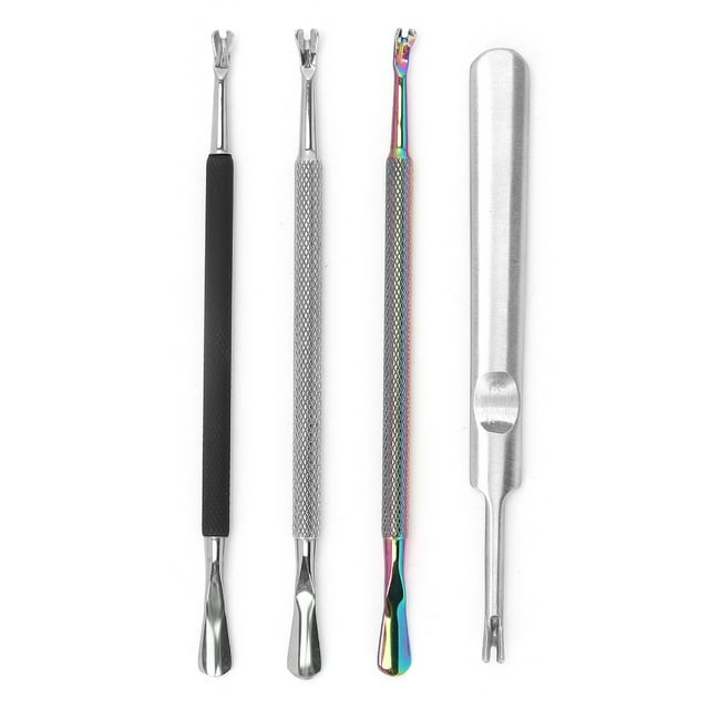 4 Piezas de Tenedor Quitacutículas de Acero Inoxidable de Doble Punta para Quitar Piel Muerta, Herramientas de Manicura para Uñas